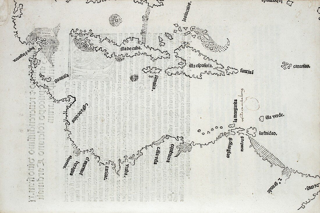 Map of the Caribbean,16th century