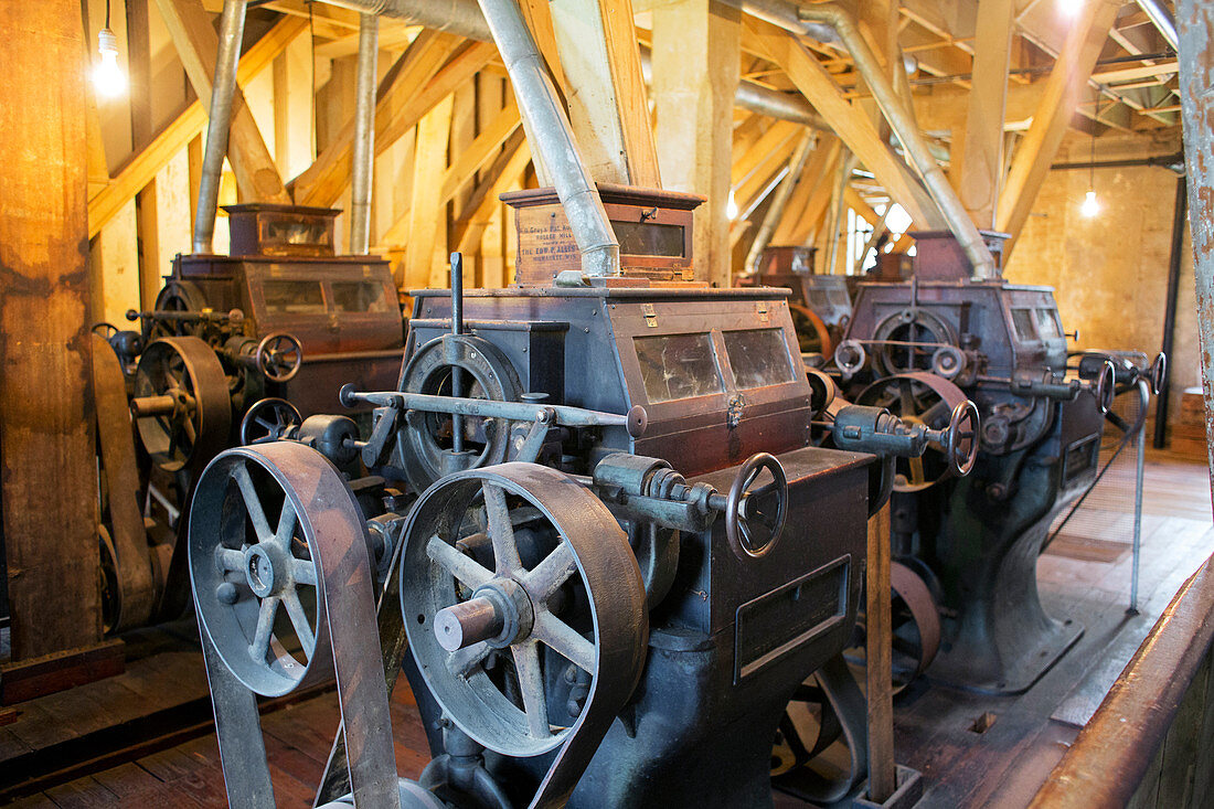 Historic flour mill machinery