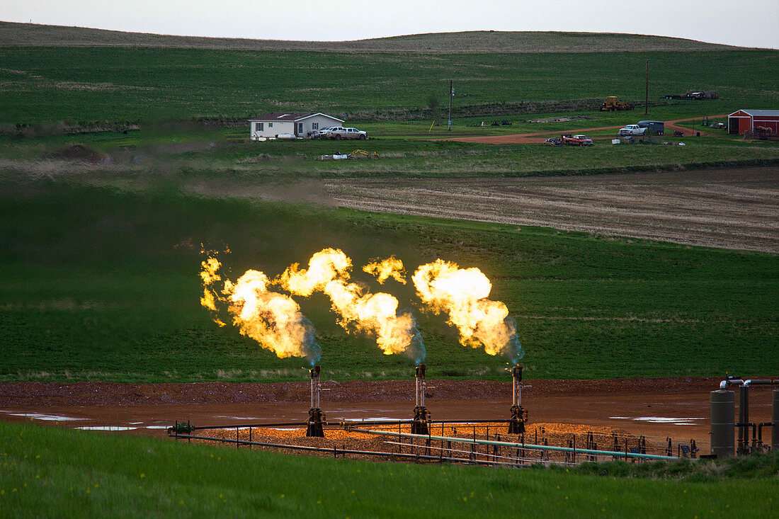 Gas flares at an oil field