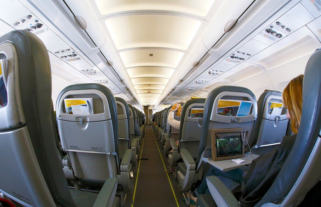 Interior of a passenger airliner