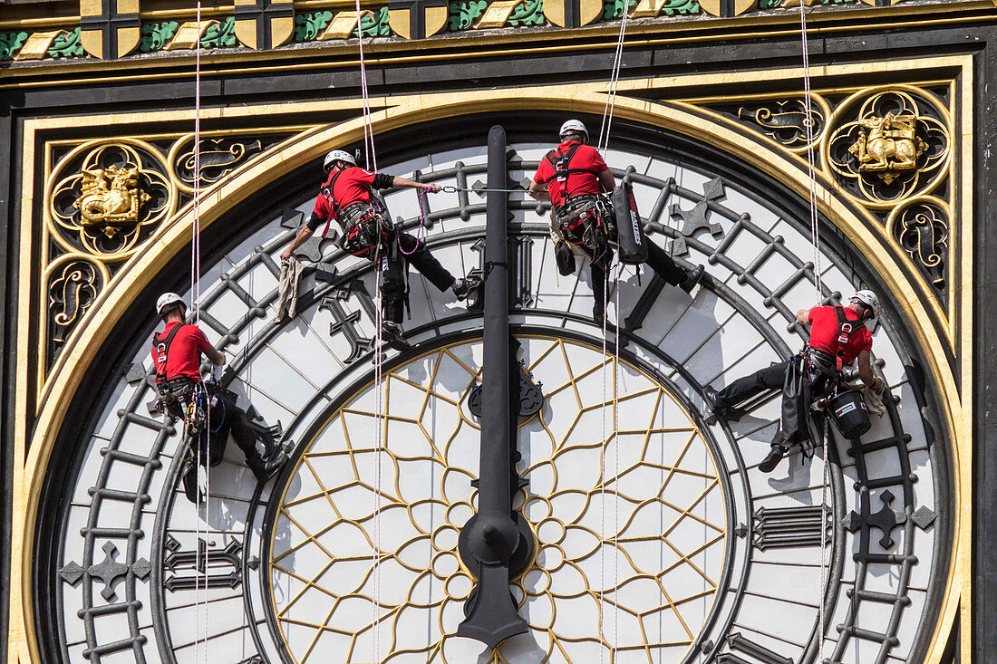 Big Ben clock face cleaning