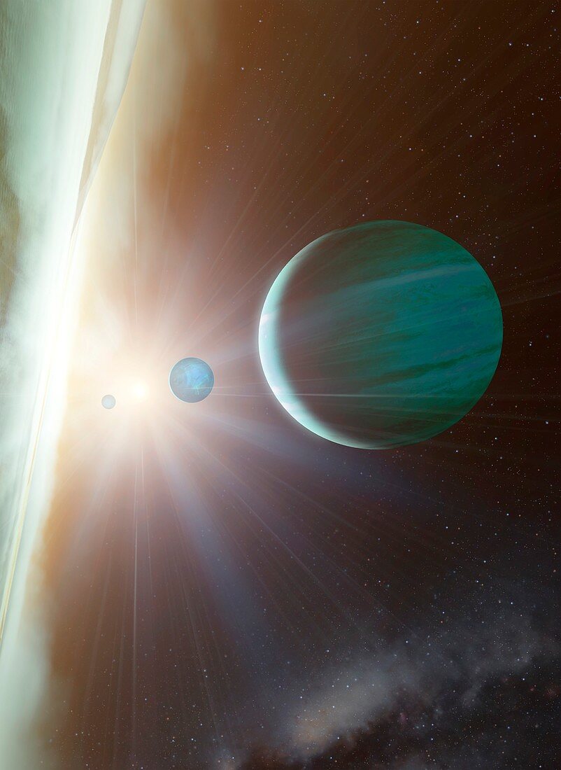 Alien planetary system,illustration