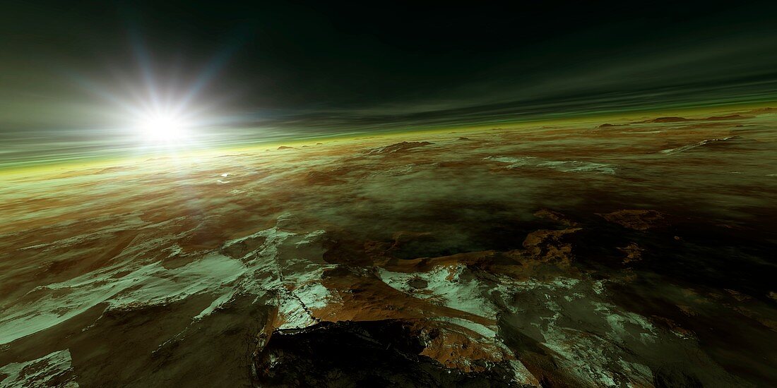 Sunrise on an alien planet,illustration