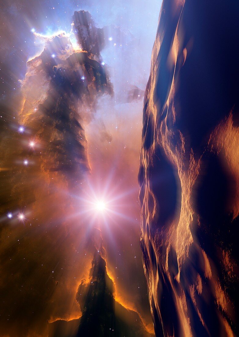 Asteroid and Eagle Nebula