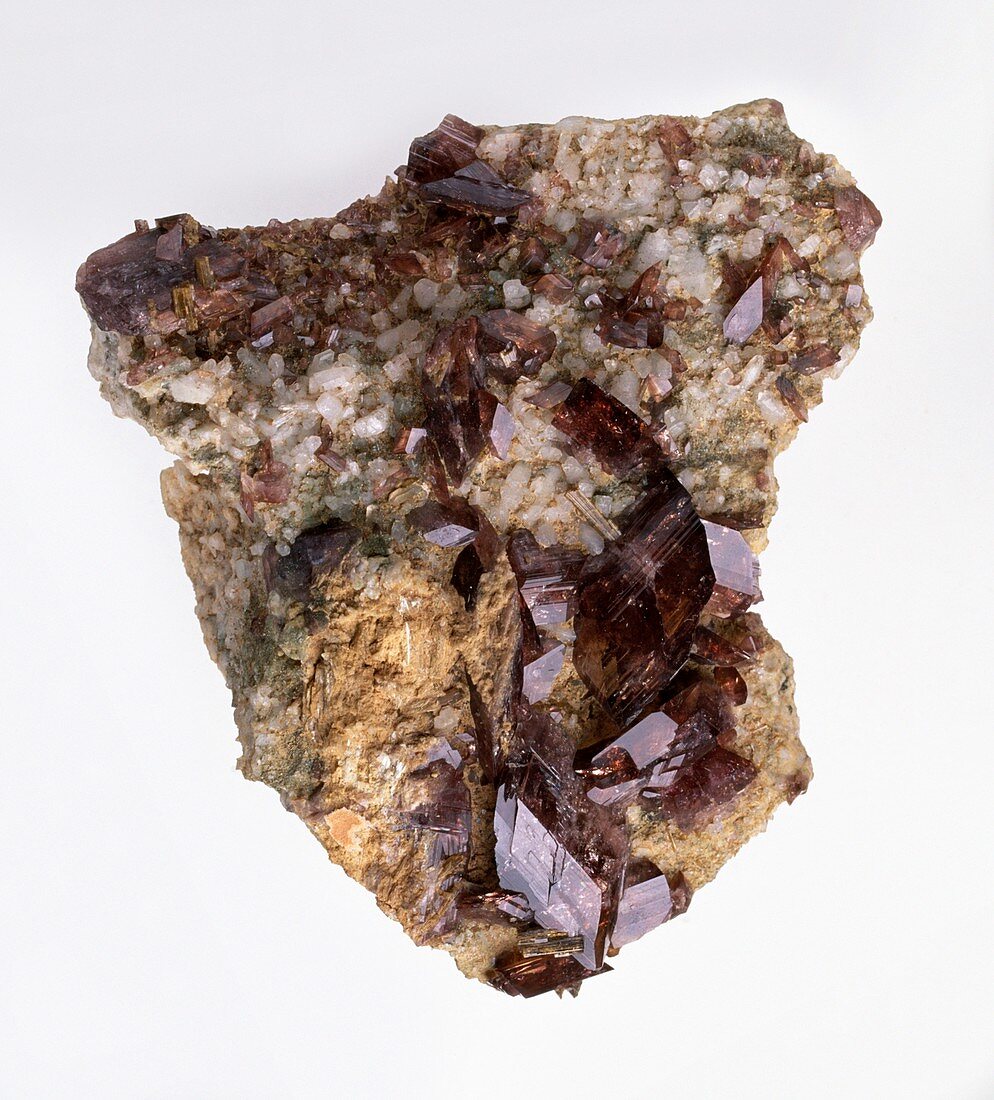 Red-brown axinite in rock groundmass