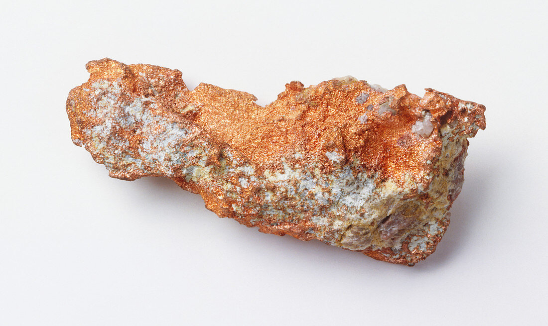 Lump of copper encrusted rock