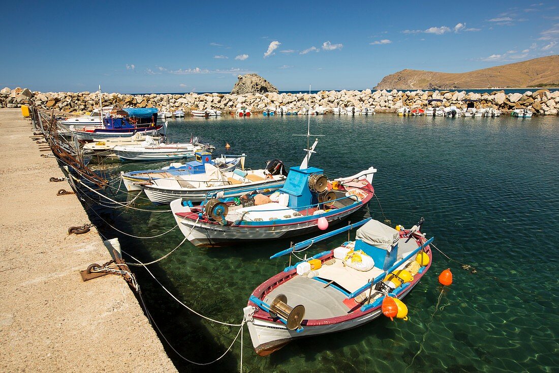 Traditional Greek wooden fishing boats