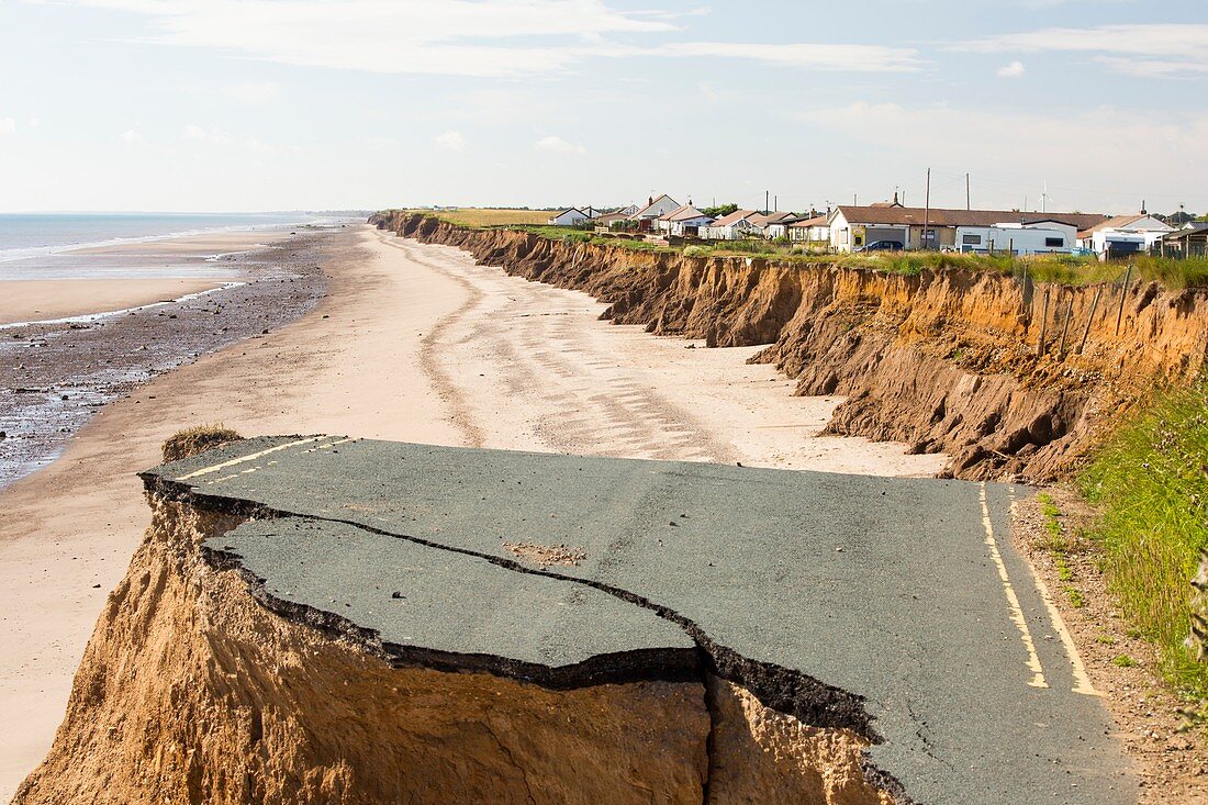 A collapsed coastal road