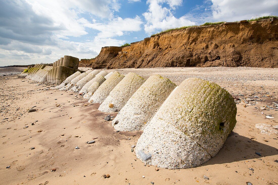 Smashed concrete sea defences