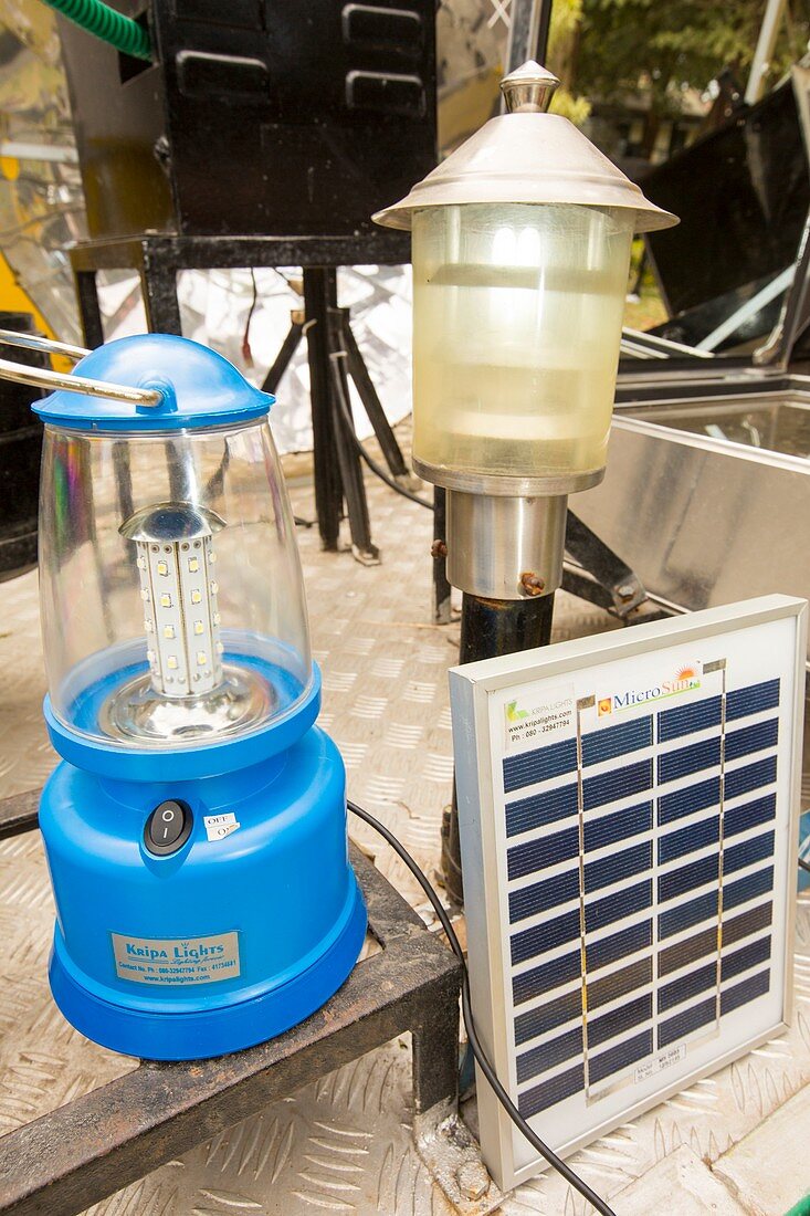 A solar lantern powered by a solar panel
