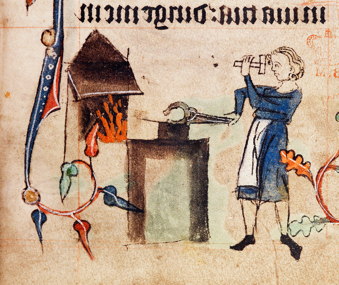 Blacksmith at work,14th century
