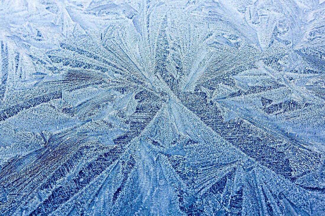 Frost patterns on a car roof