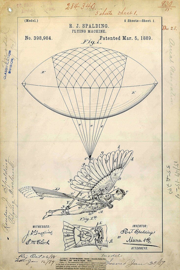 Flying machine patent,1889