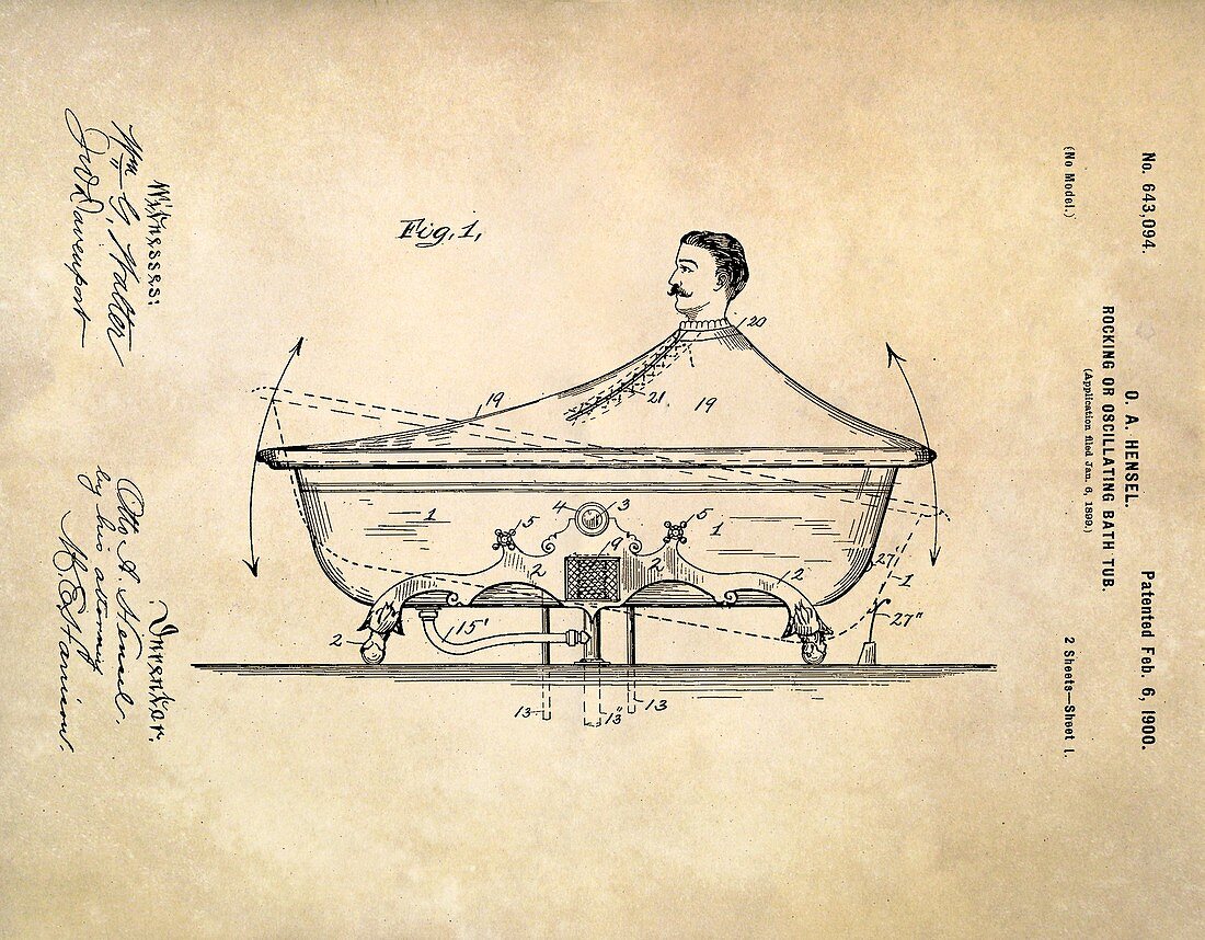 Rocking bathtub patent,1900