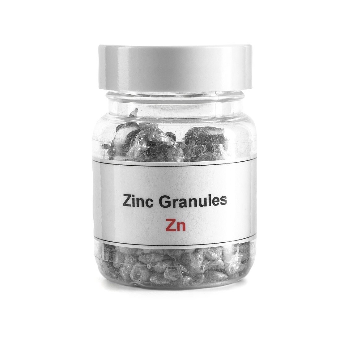 Jar containing zinc granules