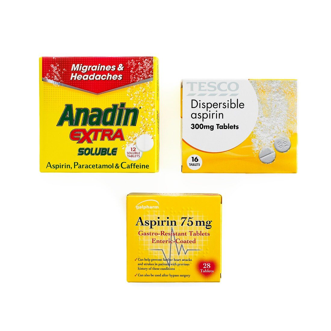 Packets of aspirin
