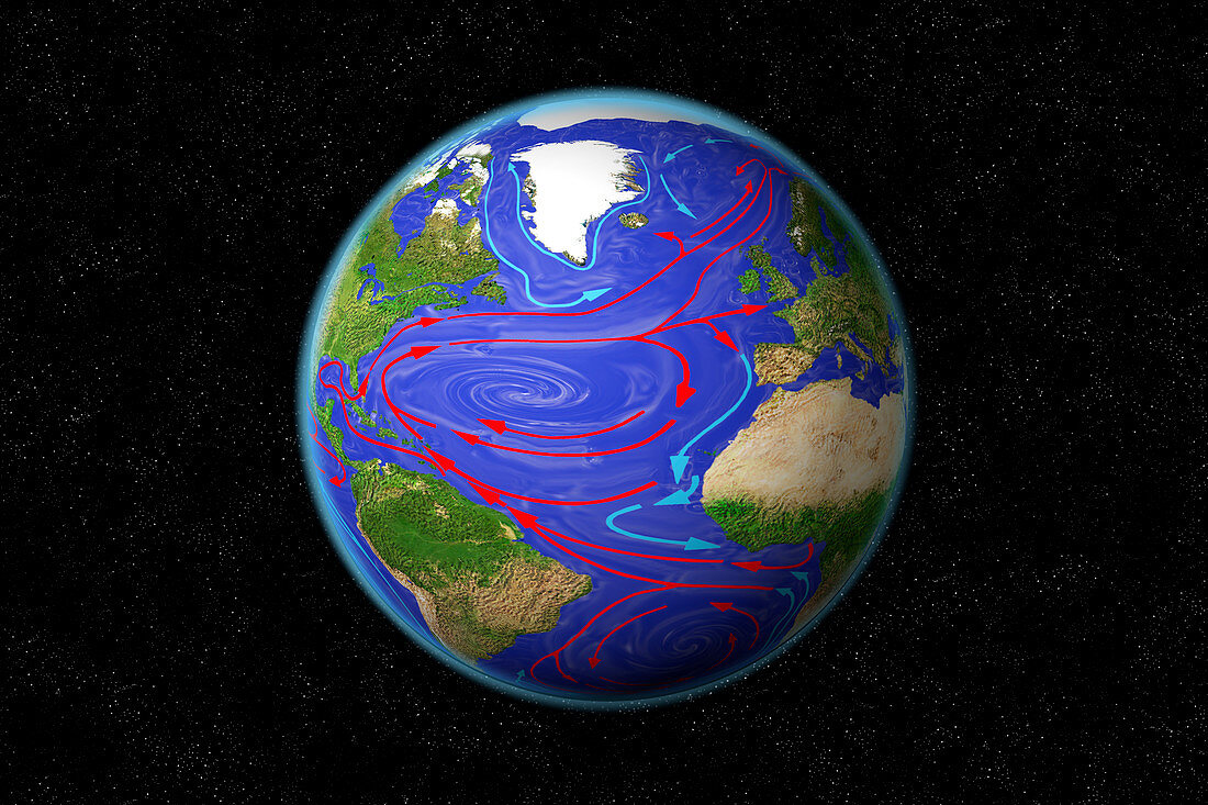Atlantic Ocean Currents,illustration