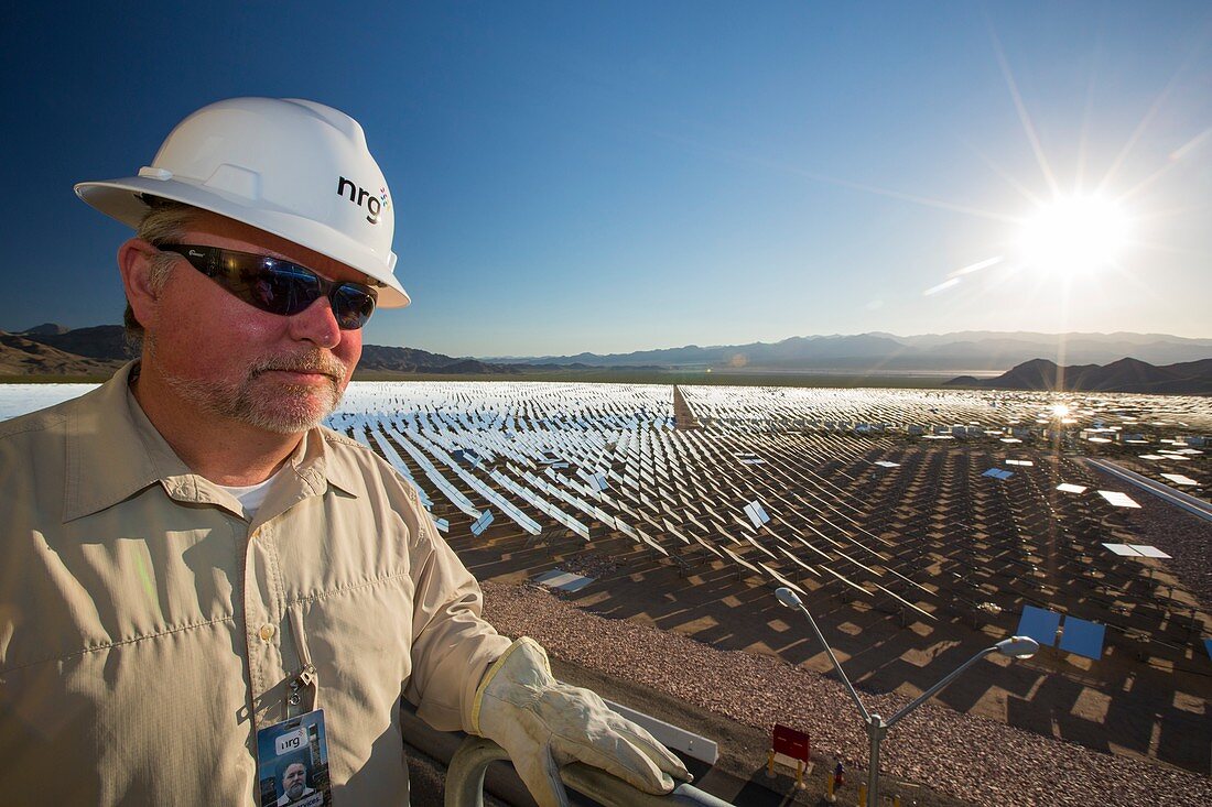 A worker at the Ivanpah Solar Thermal