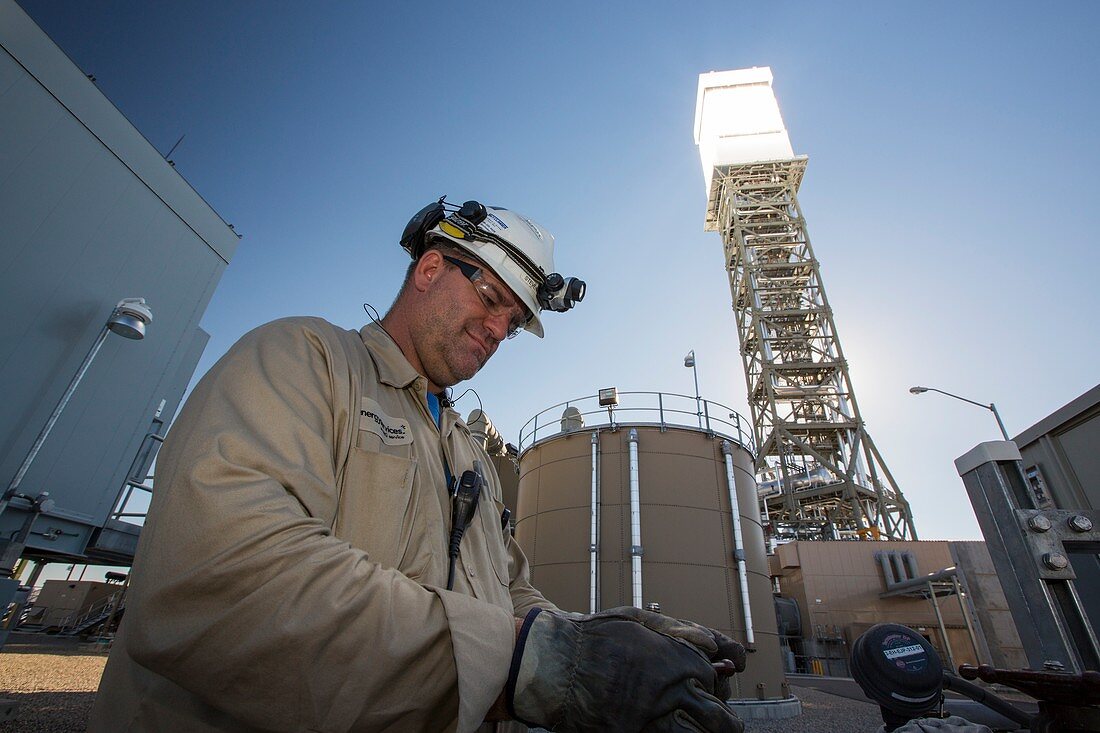 A worker at the Ivanpah Solar