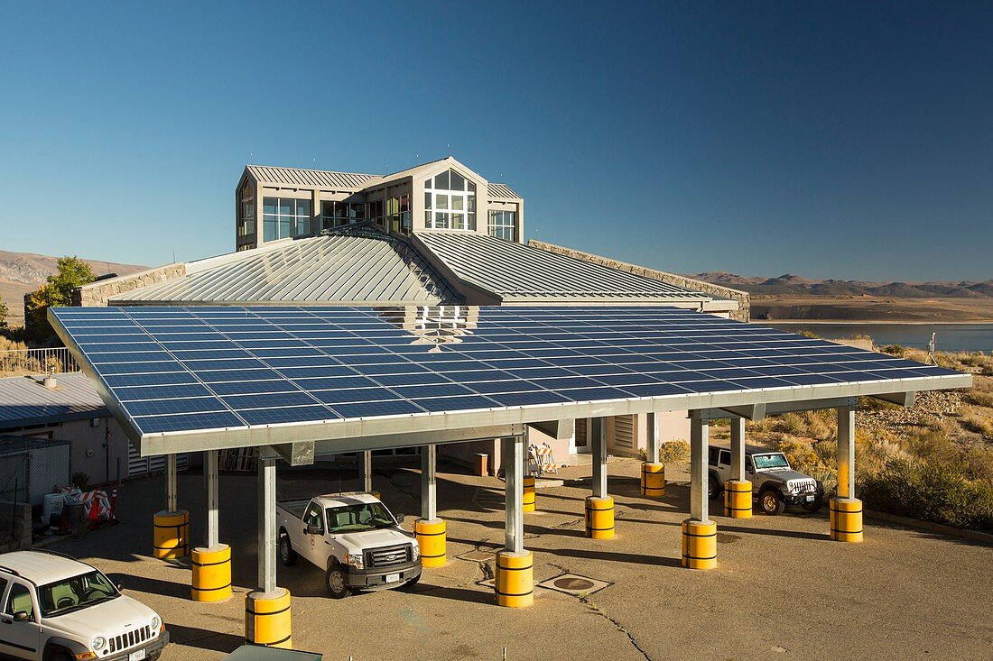 Solar panels on Mono Lake visitor centre