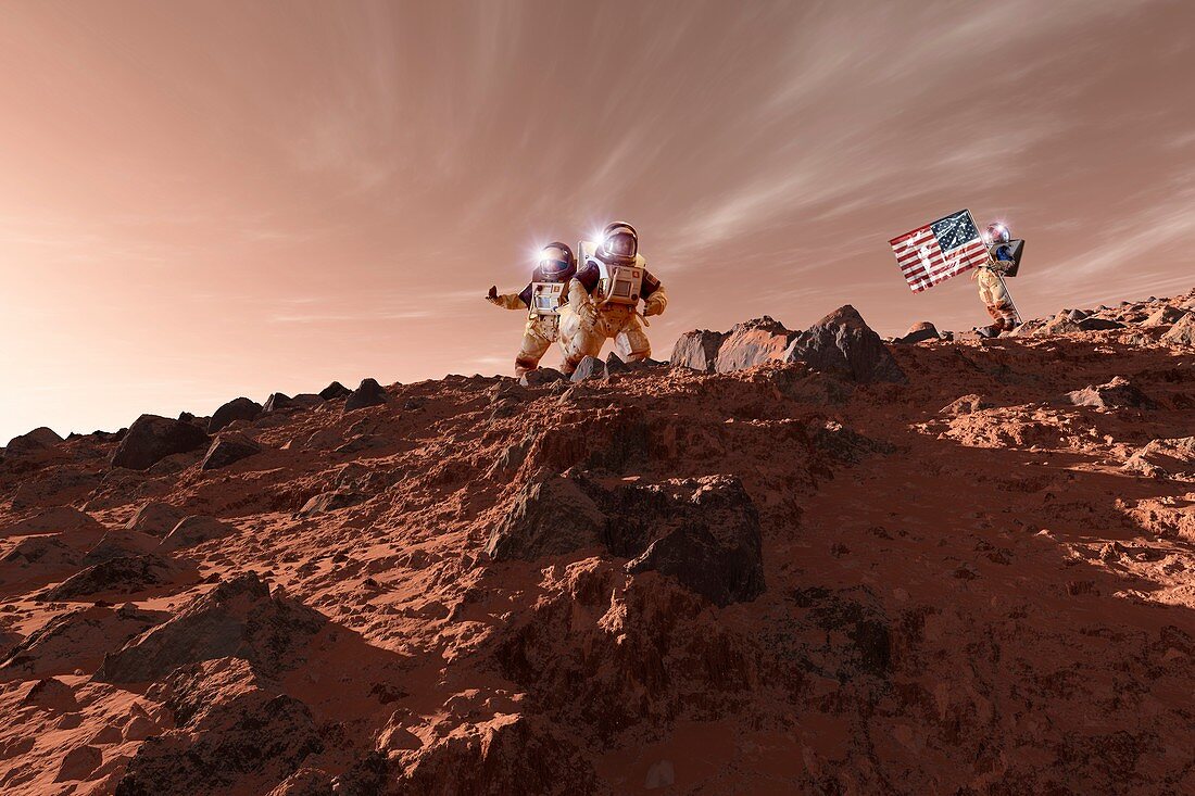 US astronauts on Mars,artwork