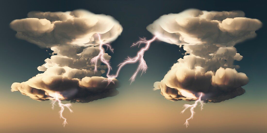 Cumulonimbus storm clouds,illustration
