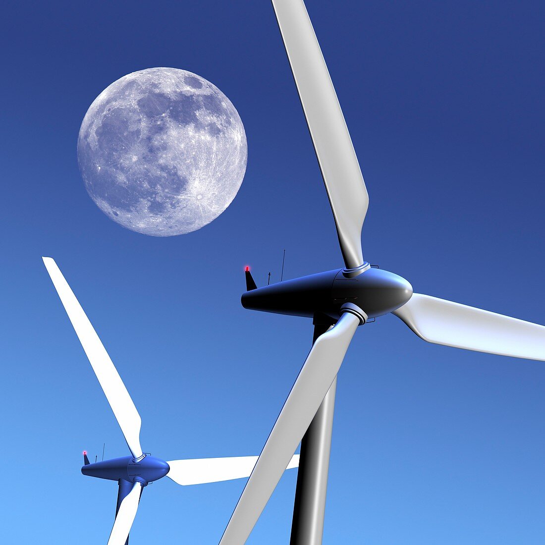 Moon over wind turbines