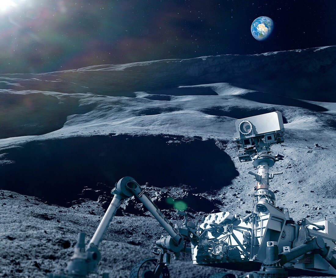 Robot research on the Moon,illustration