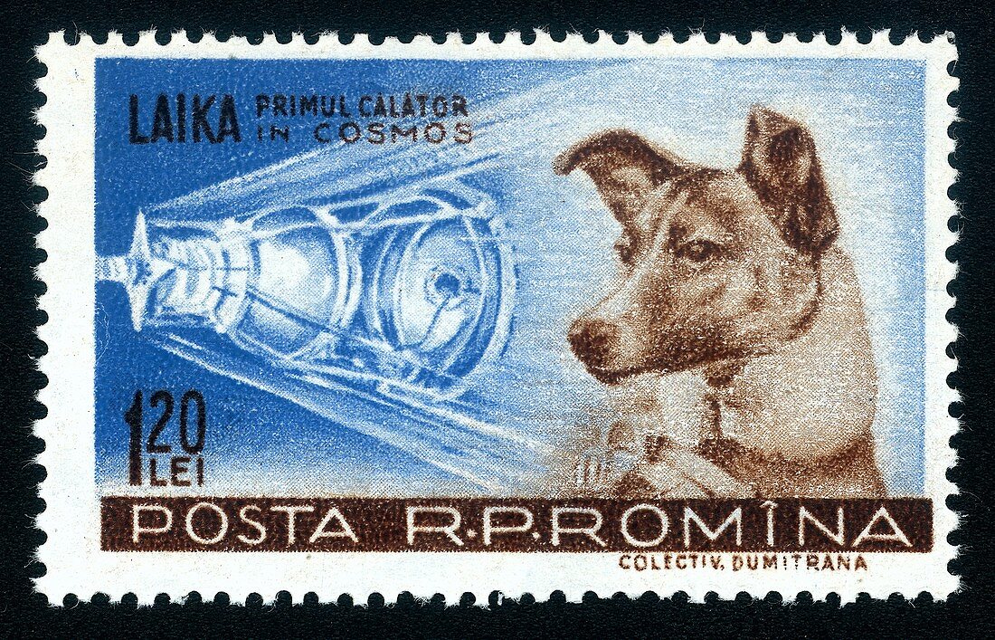 Laika space dog commemorative stamp