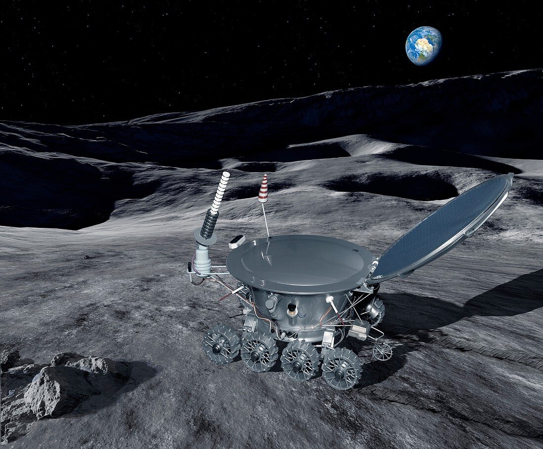 Lunokhod 1 on the Moon,illustration