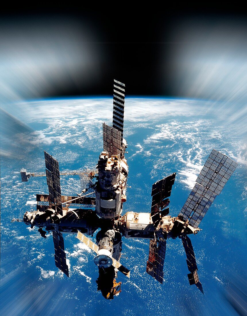 MIR space station in orbit,illustration