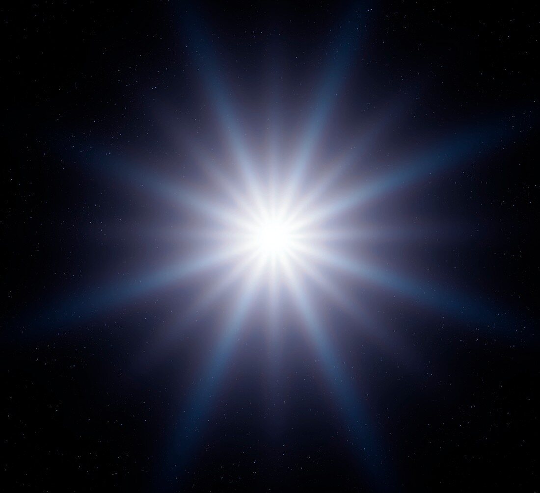 Bright star in space,illustration