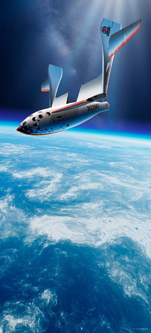 SpaceShipOne in orbit,illustration