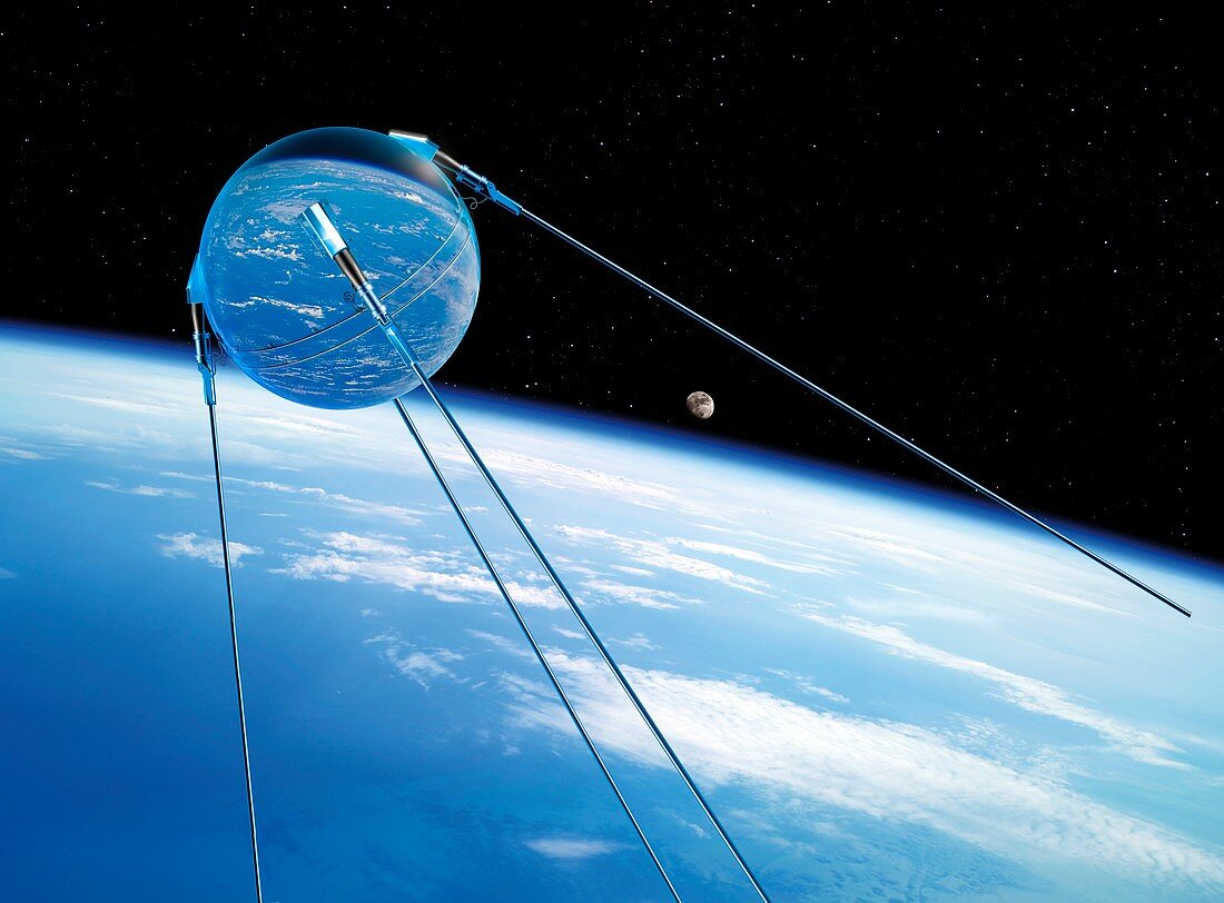 Sputnik 1 in orbit,illustration