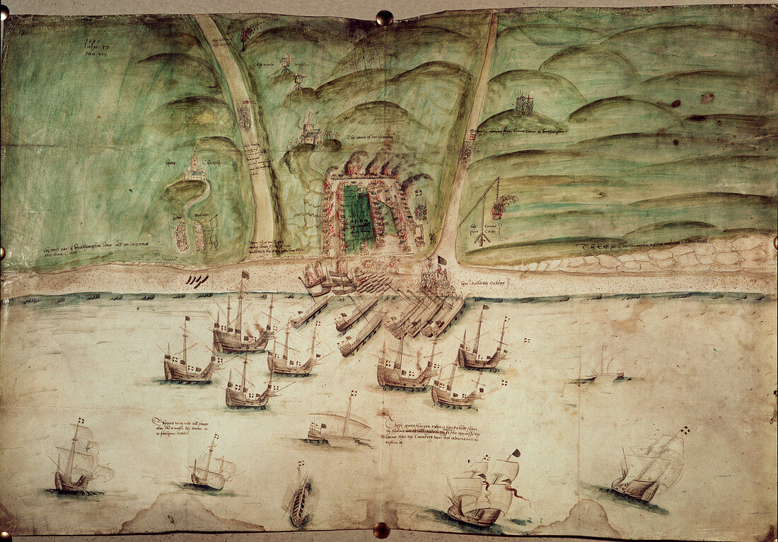 French ships attacking Brighton,1514