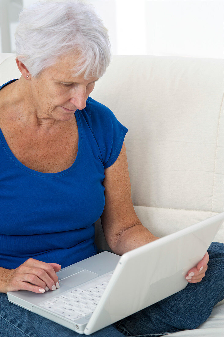 Older lady using laptop