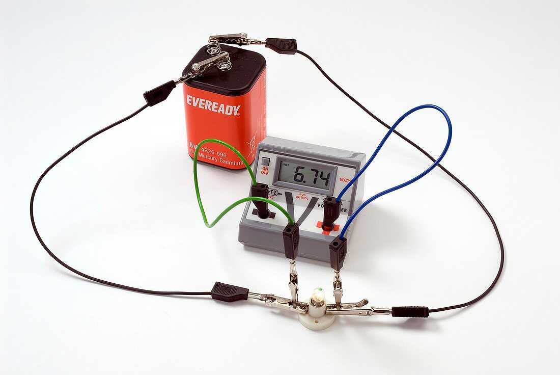 Circuit with bulb and voltmeter
