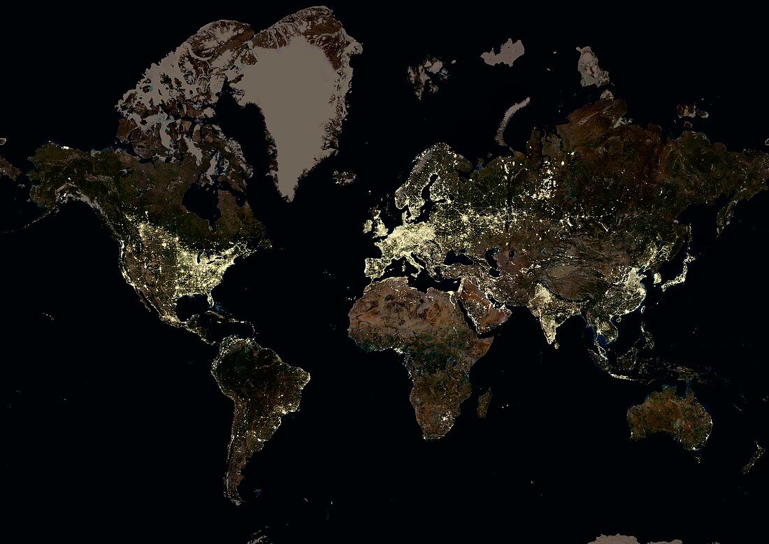 The World at night,satellite image