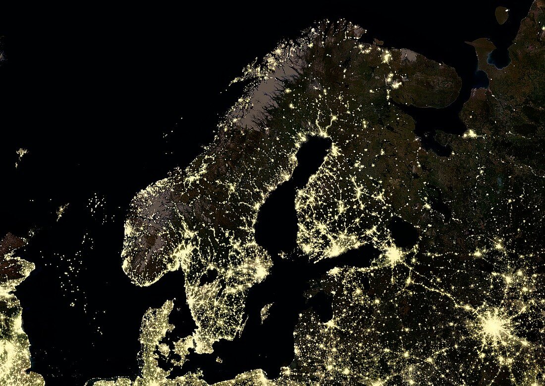 Fennoscandia at night,satellite image