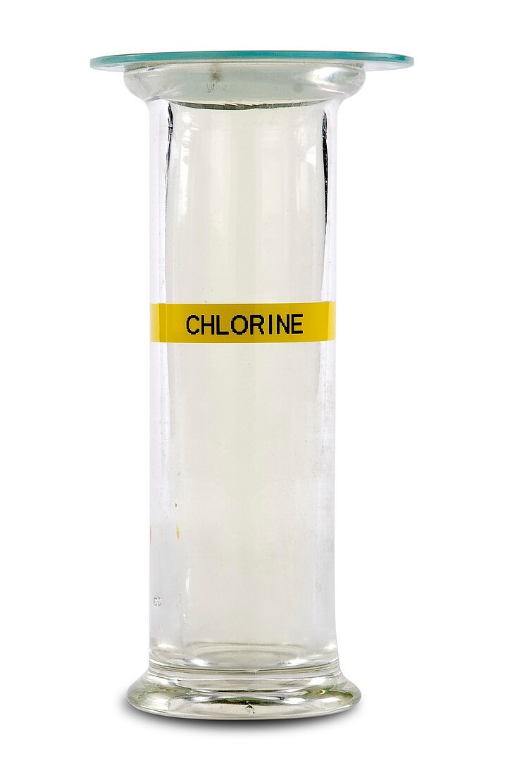 Chlorine gas in a gas jar