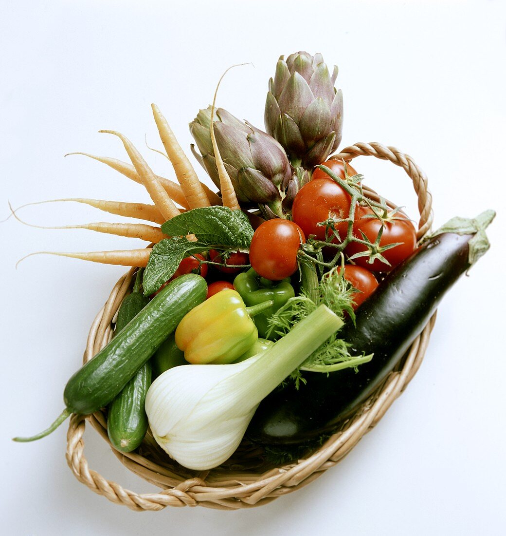 Assorted Vegetables in a Basket