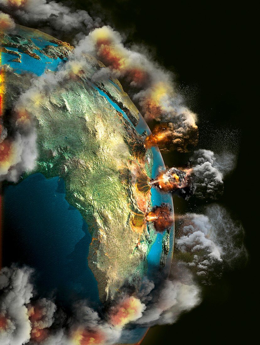Doomsday volcanoes,illustration