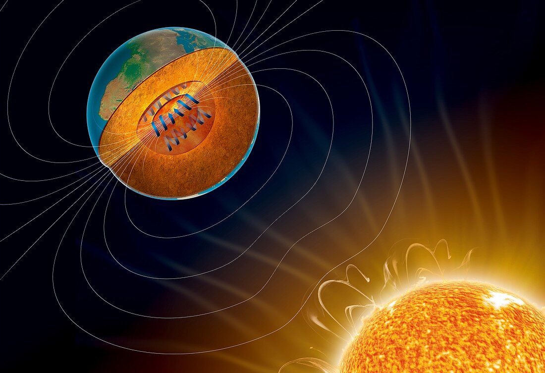 Effect of sunstorm on Earth,illustration