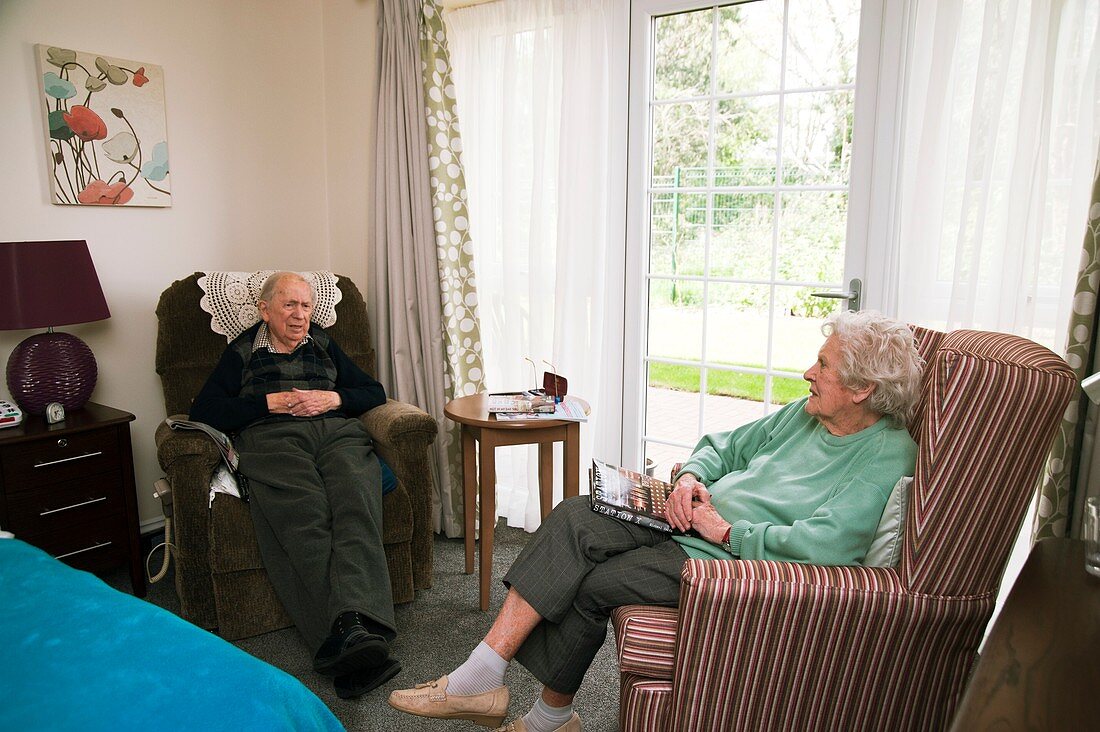 Elderly couple in a care home