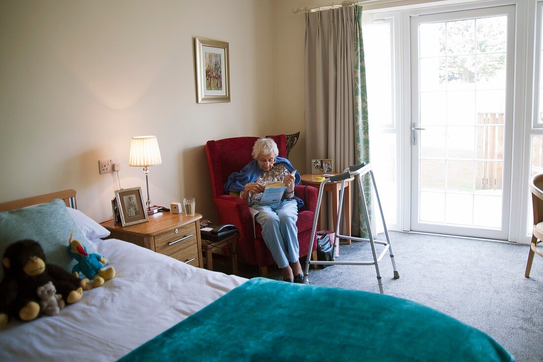 Elderly woman in a care home