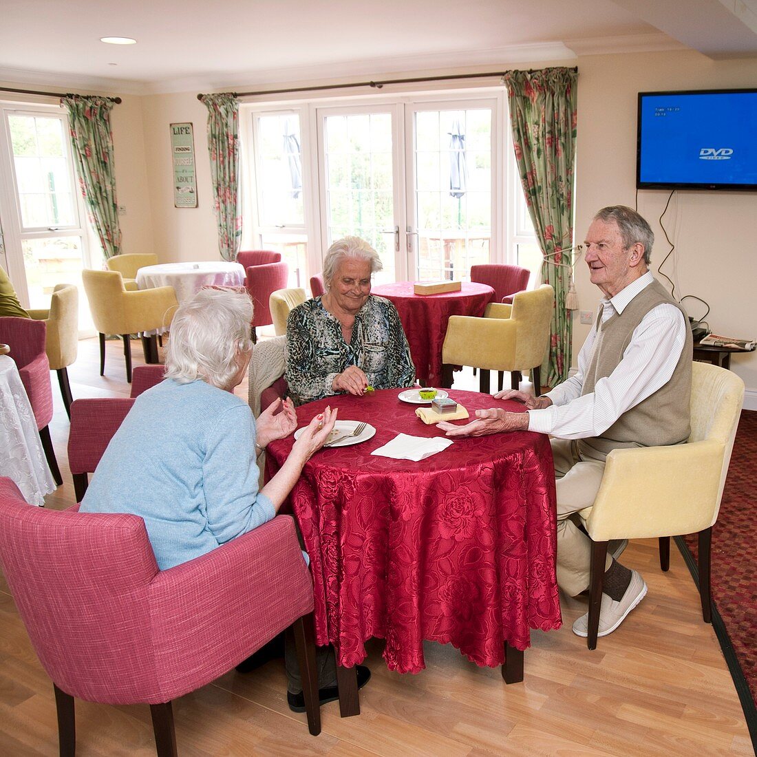 Elderly people at a care home