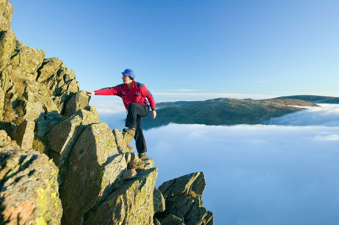 A climber on Red Screes