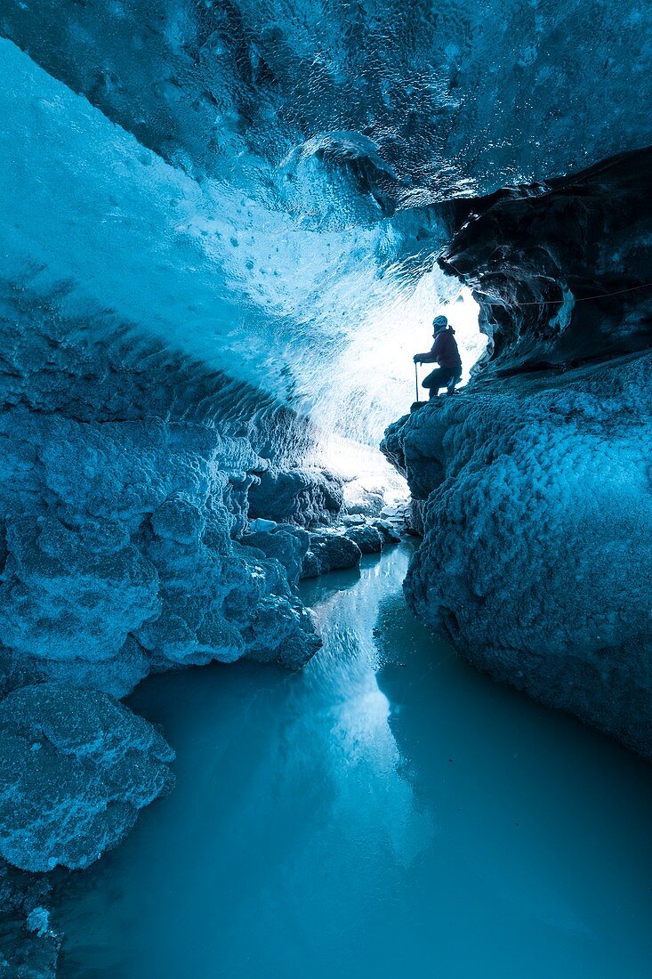Ice cave and subglacial pond