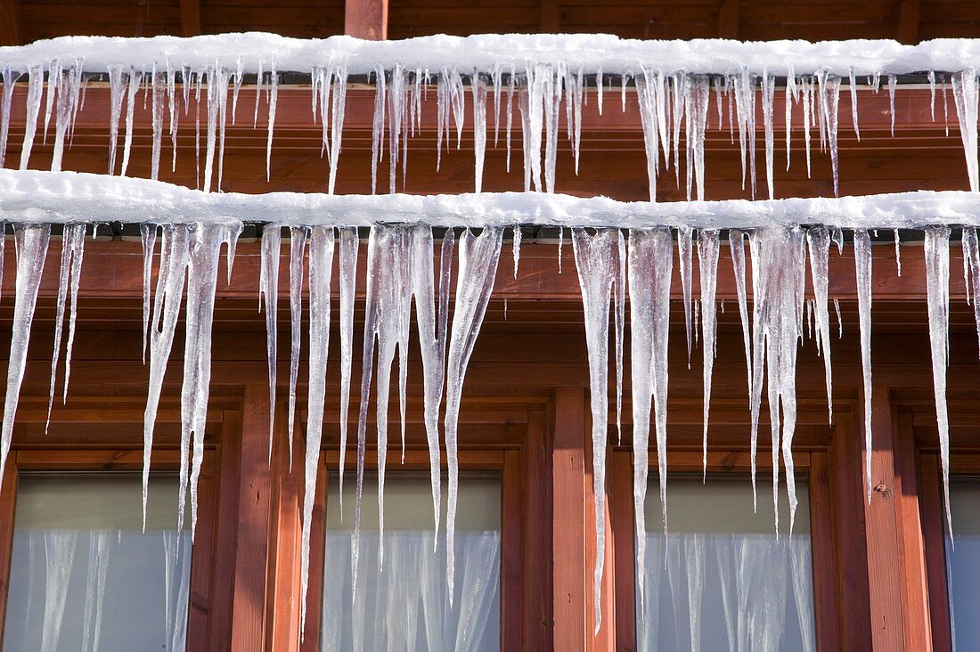 Icicles hanging from a chalet
