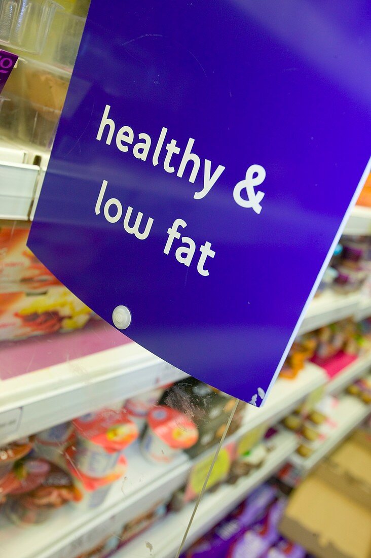 Low fat food in a supermarket